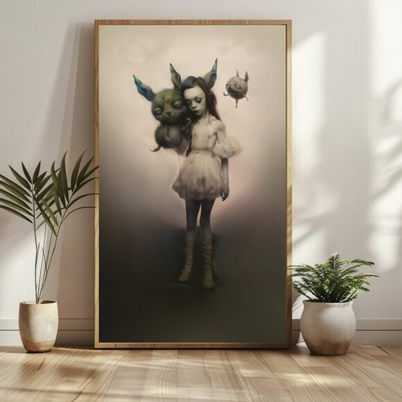 Girl With Monsters Antique Portrait | Dark Fantasy Art - Picture 2 of 3